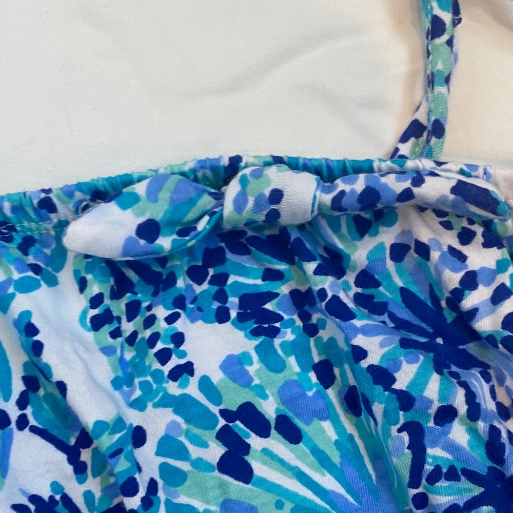 Lilly Pulitzer Blue & Aqua Floral Girls Romper - Picture 4 of 9